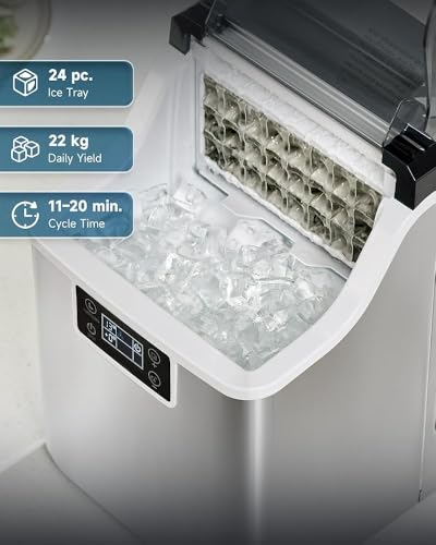 Macchina per il ghiaccio, produce 30 kg/24 ore, con funzione autopulente e pannello LCD, ideale per casa, ufficio, bar e ristorante