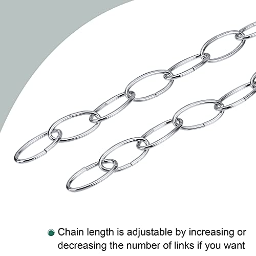 Image of MECCANIXITY Pendant Light Fixture Chain, 3.2mm Thick 1m Long Chandelier Hanging Links, Iron Electroplated Silver Tone, Pack of 2