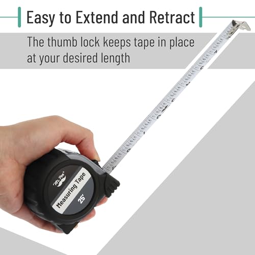 Image of Mr. Pen- 25-Foot Steel Measuring Tape, Gray, With Fractions, Easy Read, Retractable
