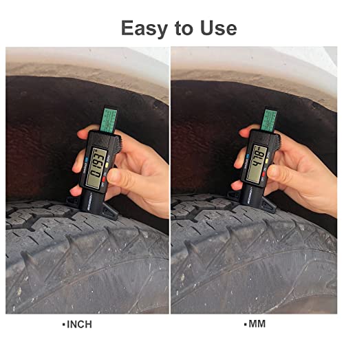 Image of GODESON Tire Tread Depth Gauge,Digital Tire Tread Depth Gauge in 1Inch /25.4mm with Color-Coded Bar, Easy Read Tire Depth Gauge for Cars, Trucks, Motorcycles (Pack of 2)