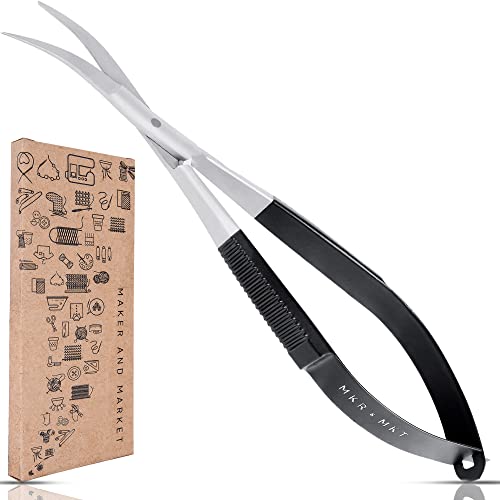 Maker And Market Spring Action Curved Blade 4.5 Inch Scissors For Applique, Embroidery, Fabric, Thread, Knitting, Sewing, Arts & Craft (Curved Blade) #TOP19