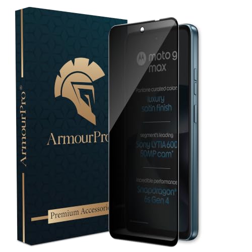 Image of ArmourPro Privacy Tempered Glass for Motorola G Max - Anti-Spy Anti Peeping Screen Protector, 9H Hardness, Edge-to-Edge Coverage, Ultra Thin, Bubble-Free Installation Kit | Black