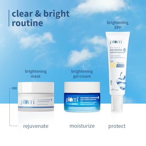 Image of Plum 5% Niacinamide & Kaolin Clay Cloud Whip Face Mask with Rice water 50g | Removes excess oil, Brightens skin,Deeply hydrates