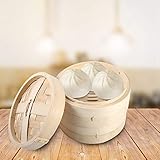 Bambus-Dampfkorb, 4 Gr??en 2 Ebenen Bambus-Dampfkorb Chinesischer Naturreis-Kocher mit Deckel Neu zum Kochen Dim Sum Br?tchen Kn?del Gem¨¹se(22cm)