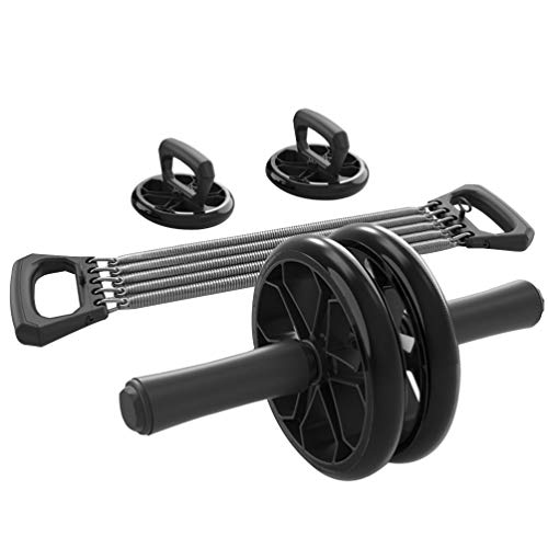 Wakauto Ab Roller Wheel, Kit de Rolos Ab 4 em 1 com Faixas de Resistência, Barras de Push Up, Alças