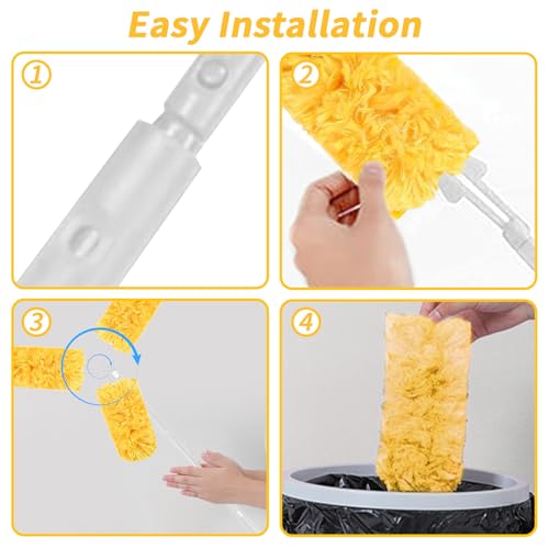 Image of 30 Count Duster Refills Compatible with Swiffer Duster, 2 Handles, 360 Heavy Duty Dusters Refills Multi-Surface Feather Duster with Extender Handle, Disposable Duster Kit for Home & Car Cleaning
