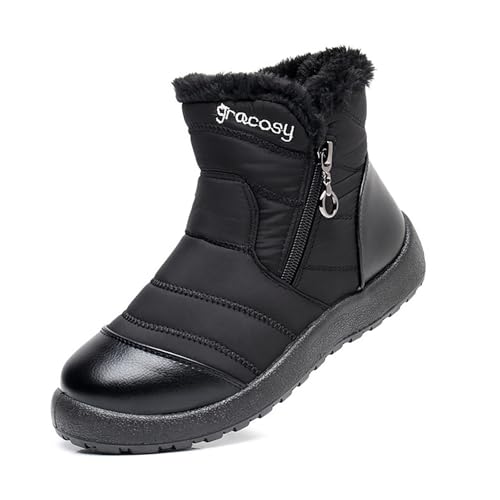 Women'S Winter Boots Fashion Western Anti-Slip Snow Booties Athletic Waterproof Zip Up Slip On Boots Work Trekking Shoes