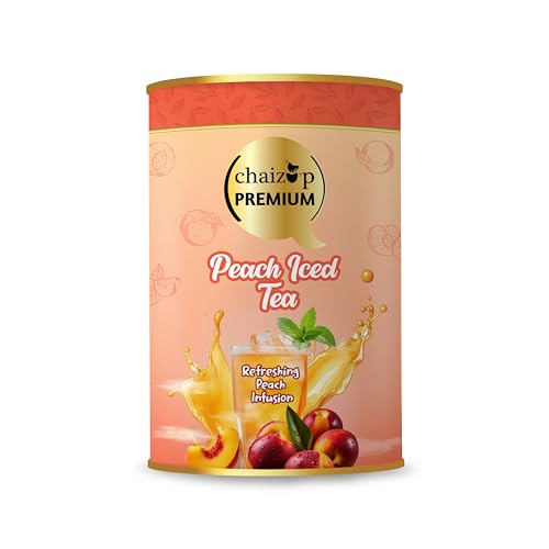 Image of Chaizup Premium 1 Min Instant Peach Iced Tea Premix - 500g Cans (Pack of 2) | Peach Iced Tea Flavours | Approx. 72 Servings | 1kg