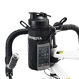 MANBEIYA Bike Handlebar Bottle Bag,Bike Water Bottle Holder Bag,Cup Holder for Bike,Bicycle Handlebar Drink Holder Cages with 2 Mesh Pockets （Black）
