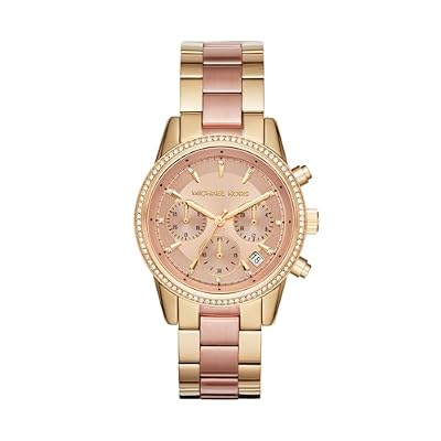 Michael Kors Watch for Women, Bryant Chronograph Gold/Pink Stainless Steel Women's Watch