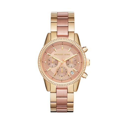 Michael Kors Watch for Women, Bryant Chronograph Gold/Pink Stainless Steel Women's Watch