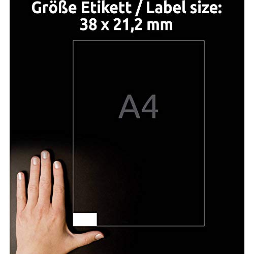 AVERY Zweckform 3666-10 Naklejki adresowe (650 etykiet samoprzylepnych, 38 x 21,2 mm na A4, etykiety nadawcy do zadrukowania, samoprzylepne etykiety adresowe z ultragripem, idealne do HomeOffice) 10