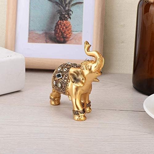 Lucky Feng Shui Elephant Statue, Golden Wealth Collectible Figurine Ornament Sculpture Good Luck Elephants Figurines Animal Collection Statues for Home Office Table Centerpiece Craft Gift Decoration