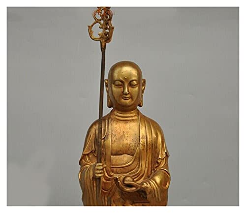 Aurh Wedding Decoration Old Tibetan Bronze 24K Gold Ksitigarbha Jizo Monk Bodhisattva Buddha Statue Tianminjiedm #TOP1