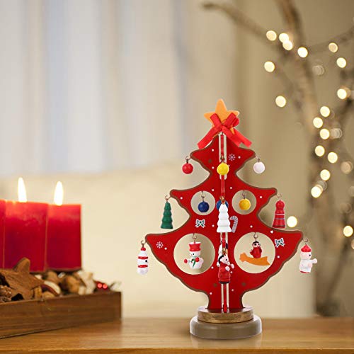 CLISPEED Árvore De Natal De Madeira Mesa Central Sazonal Figura Da Árvore De Natal Sinal De Mesa De