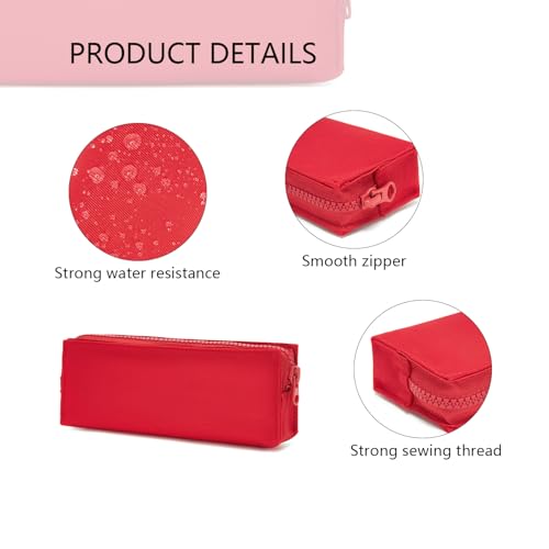 Image of Oxford Fabric Pencil Case Lightweight and Durable Ideal Pencil Pouch (Red /Oxford,Oxford Fabric)