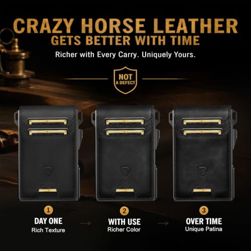Image of RUNBOX Genuine Leather Bifold Wallet for Men, Slim RFID Pop-Up Card Holder