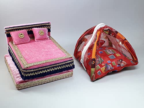 Image of Home Craft Thakur ji Bed /Laddu Gopal ji Bed with Mosquito Net usable 0 to 3 n