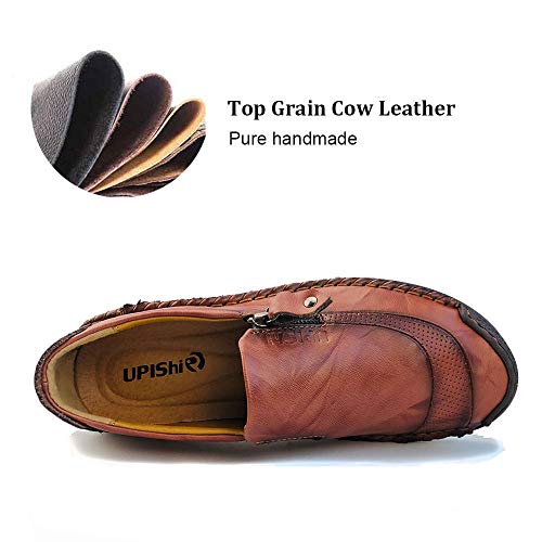 UPIShi Mens Driving Oxford Leather Casual Slip-on Sneaker Stitched Flats Penny Loafers Lightweight Shoes4