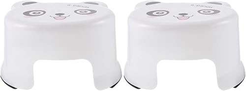 Kisangel Taburete de plástico de dibujos animados de 2 piezas, taburete grueso para el baño, taburete de baño para adultos y niños, taburete de