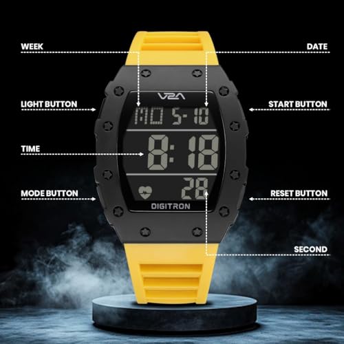 Image of V2A Digitron Tonneau 2118 Sports Watch for Men & Boys | Rugged Design | Big Dial | Alarm, Stopwatch, 12 /24H | 3 ATM Water Resistant | Luminous Display | Sports, Fitness, Outdoor & Training | Gifts for Men & Boy