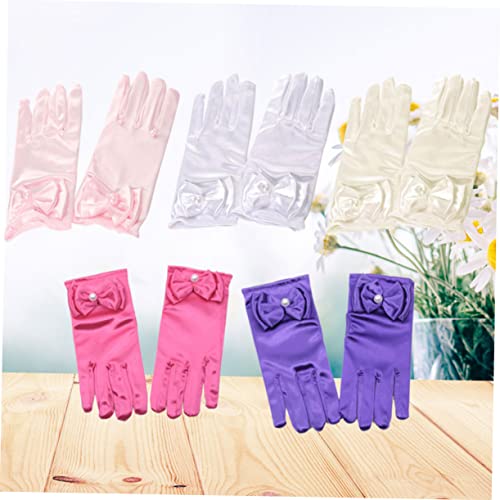 BESPORTBLE Bowknot Design Short Gloves for Boy Girl Performance Cosplay Accessories Rosy Color for Stage Costume Parties and Special Occasions3