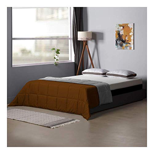 Image of Sleepyhead 220 GSM Microfiber Reversible Comforter - Double Bed (90″x100″) Coffee Brown & Ash Grey | All-Season Soft, Ultra-Cozy Quilt Blanket