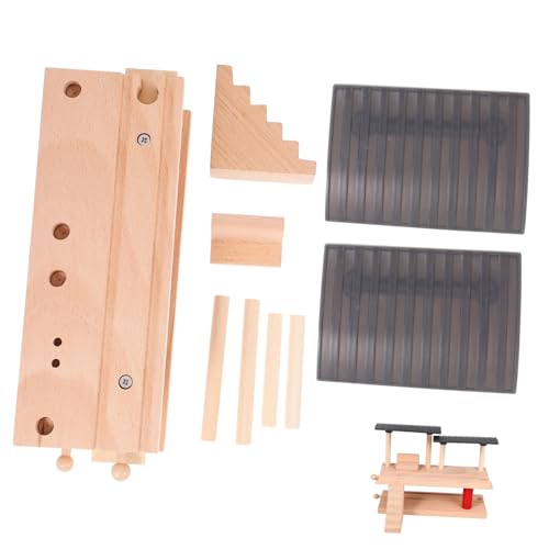 Plateforme de jeu en bois double niveau pour circuit de train