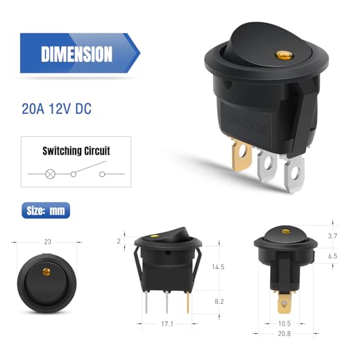 Image of Nilight 12PCS Round Rocker Switches 12V 24V 20A Yellow LED Toggle swtiches