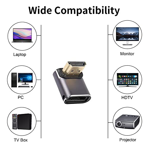 RIIEYOCA 8K HDTV 2.1 Adapter, 48Gbps 90 Degree Down Angle HDTV Male to Female Adapter - Image 4