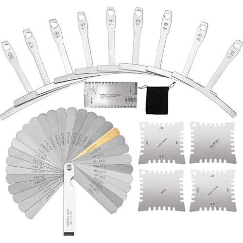 Guitar Radius Gauge, Luthier Ruler for String Action Measurement, Stainless Steel Notched Radius Gauge Tool for Accurate Bass Setup and Guitars Adjustments, 6.5x7cm, 8.8x8,8cm