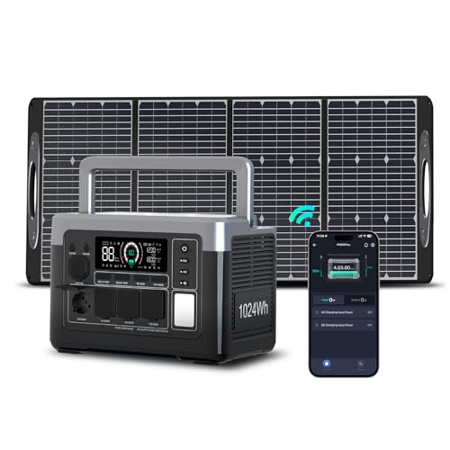 OUKITEL P1000 Plus Solargenerator mit 100W Solarpanel, 1800W (3600W Spitzenleistung) Tragbare Powerstation, Schnellladung 0-80% in 45 Min., 1024Wh LiFePO4-Batterie, Ultra-Leise für Camping, Wohnmobil