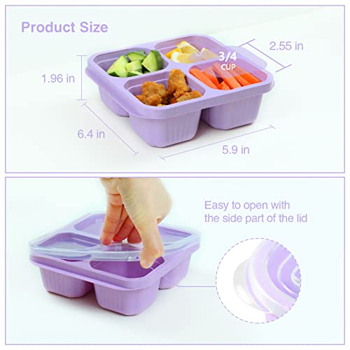 Nuoqiuu 4 Pack Snack Containers, 4 Compartment Lunchable Containers, Reusable Meal Prep Snack Containers For Kids, Snack Bento Boxes For Toddler School, Work And Travel #TOP1