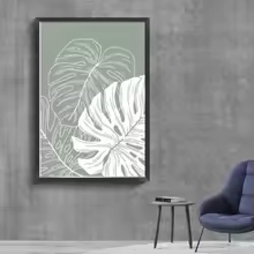 Toile de feuilles de palmier anti-reflet, affiches fleurs rétro noir et blanc pour intérieur mat - 2