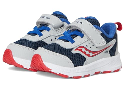 Saucony Kids (Vida) Kids Ride JR. Sneaker, Navy/Grey/RED, 9.5 US Unisex Toddler