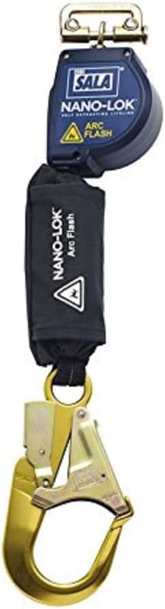 3M DBI/Sala Nano-Lok 3101528 Arc Flash 8-Feet Single Unit with Single Leg Connector and Steel Rebar Hook, Blue/Black