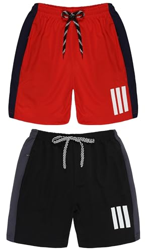 Image of Pack 2 Polyester Sports Shorts for Boys & Girls with Zipper Pockets