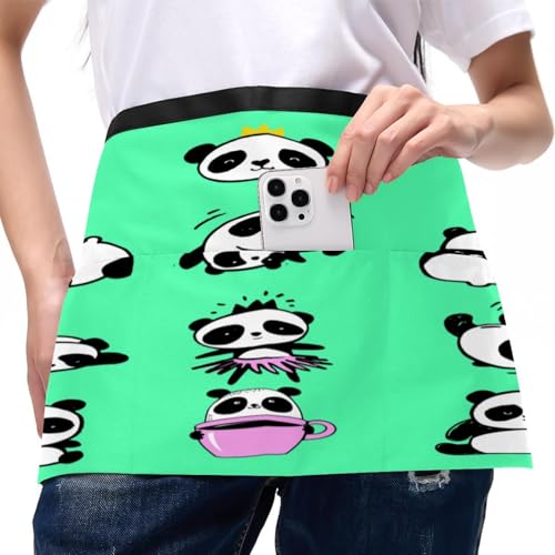 Tabliers courts 3 poches motif panda multicolore dimensions 60x30.5cm - 4