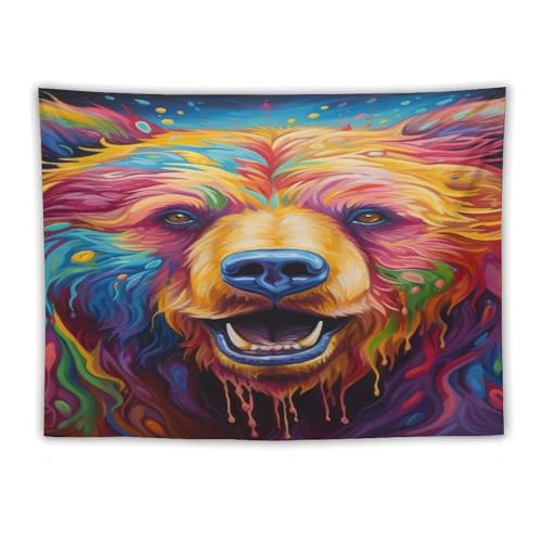 Tenture murale ours imprimée en 3D textile de décoration grand format - 3