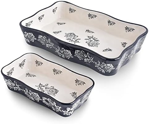 Wisenvoy Baking Dish Casserole Dish Ceramic Lasagna Pan 2-Pcs Bakeware Sets Baking Dishes Baking Set Baking Dish Set - Thumbnail 2