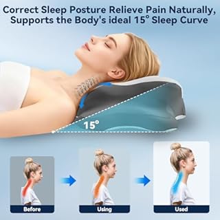 Sleep Apnea Pillow with Neck Pain & Snoring Relief -Orthopedic Cervical Pillow, Ergonomic Contour Memory Foam Pillow for Side,Back,Stomach Sleepers,Dreamers (Greywhite, Queen Size 25" Lx15 Wx5.8 H)