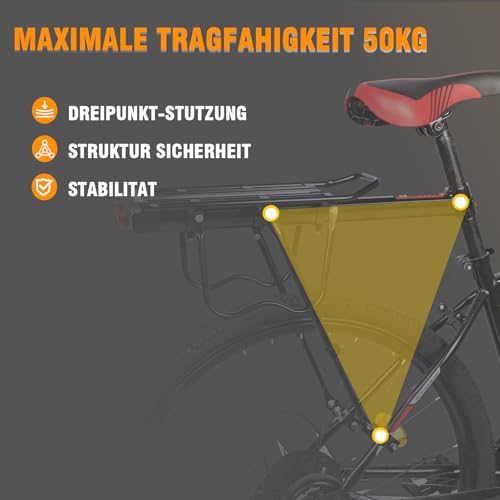 Valchoose Gepäckträger Mountainbike, Aluminiumlegierung Fahrradträger - Schnellspanner mit Reflektor, hoch belastbar (50kg) für MTB, Rennrad