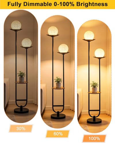 Image of Lightdot 63IN Black Floor Lamp with U Pole, 2 Globe Mid Century Standing Lamps Dimmable with 3000K Warm White LED Bulbs& Grey Shade, Unique Vintage Tall Floor Lamp for Living Room /Wedding /Party