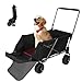 REDCAMP Carrito plegable para perros con parte trasera extensible, capacidad de carga de 136 kg para perros grandes, ruedas todoterreno con frenos, para camping, jardín al aire libre, tela Oxford 600D