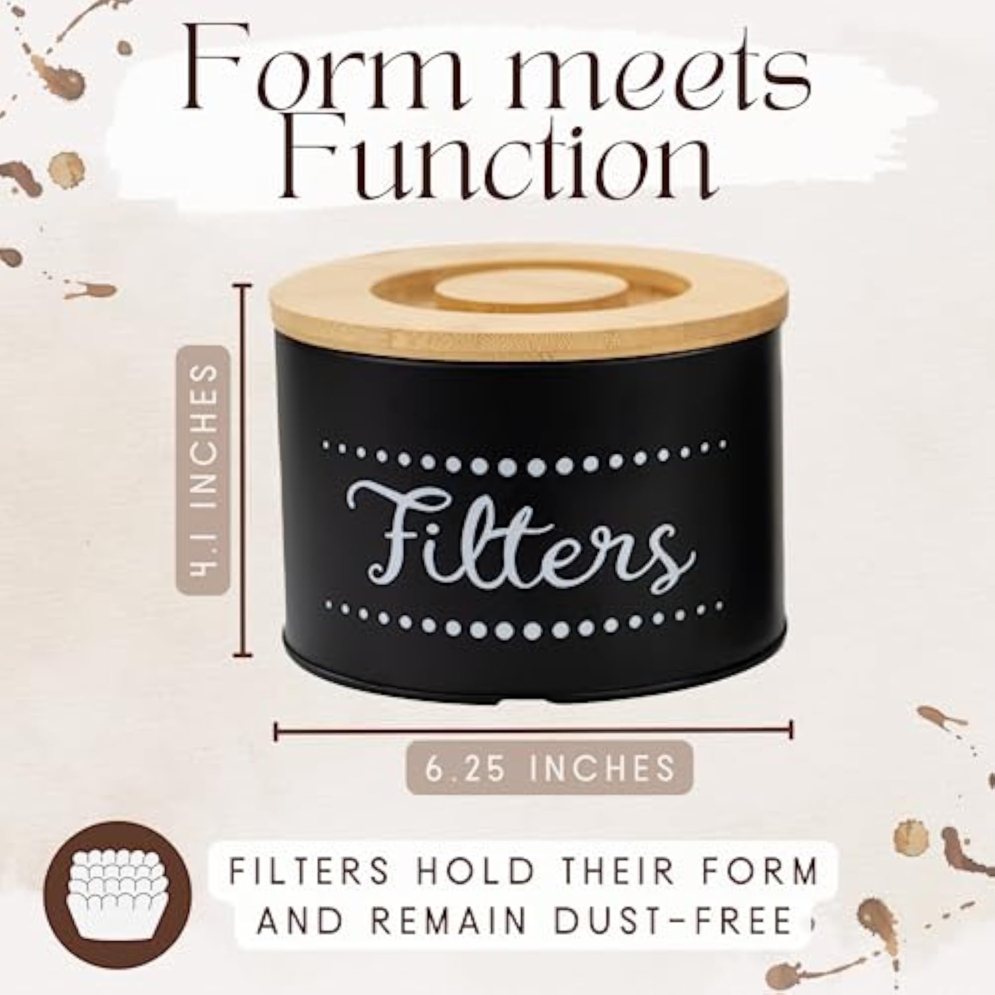 Metal Coffee Filter Holder with Bamboo Lid