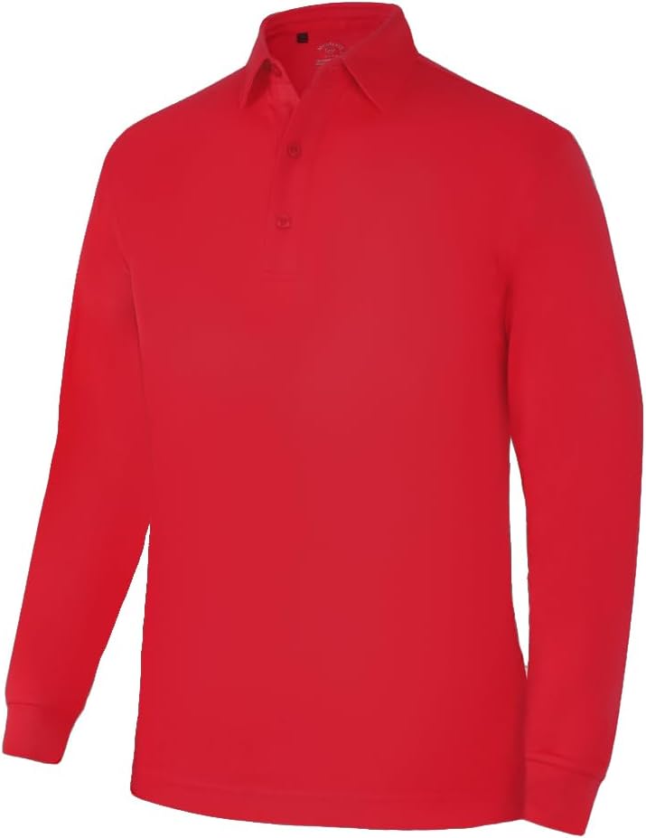 Monterey Club Men's Solid Tailored Collar Long Sleeve Polo Shirt #3671