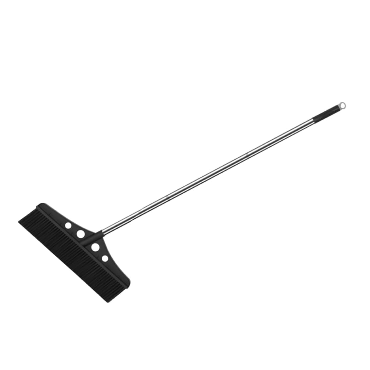 Escoba Desmontable Negra para Patio con Mango Ergonómico y Cepillo de Nylon Resistente para Limpiar Jardines, Terrazas y Entradas de Vehículos