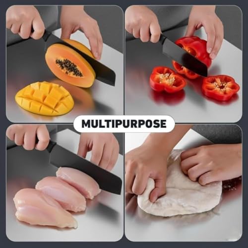 Image of Stainless Steel Vegetable Chopping Board XXL 41 x 31 cm - Heavy Duty Cutting Board for Vegi, Fruits & Meat | Rust-Proof, Durable & Hygienic Kitchen Board