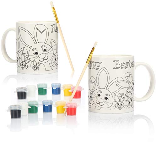 com-four® 2X Set di Pittura per Le Uova di Pasqua - Macchina per dipingere Le Uova, pennelli e Colori - dipingere Le…