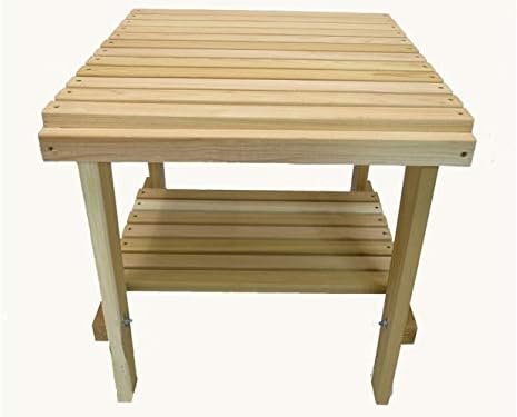 Natural Cedar Side Table with Shelf, Amish Crafted